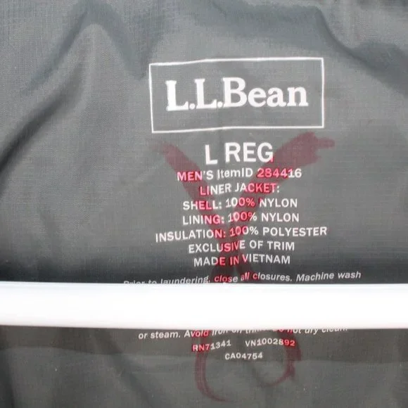 LL Bean Gray Nylon Insulated Full Zip Winter Liner Jacket Size L - Picture 7 of 8